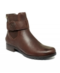 Structured style is all yours the moment you slip on Rockport's Tristina Chelsea boots. With a velcro closure and strap detail across the ankle, this is bound to be one of your new faves. Structured style is all yours the moment you slip on Rockport's Tristina Chelsea boots. With a velcro closure and strap detail across the ankle, this is bound to be one of your new faves.