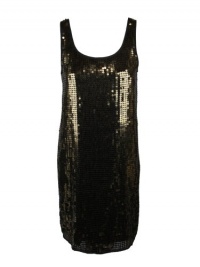 DKNY Womens Black Antique Gold Sequin Sleeveless Silk Dress DKNY Womens Black Antique Gold Sequin Sleeveless Silk Dress