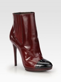 A lustrous patent cap toe adds polish to this elevated leather silhouette. Self-covered heel, 4¾ (120mm)Covered platform, ½ (15mm)Compares to a 4¼ heel (110mm)Leather upper with a patent leather cap toe and side elastic panelsLeather lining and solePadded insoleImported A lustrous patent cap toe adds polish to this elevated leather silhouette. Self-covered heel, 4¾ (120mm)Covered platform, ½ (15mm)Compares to a 4¼ heel (110mm)Leather upper with a patent leather cap toe and side elastic panelsLeather lining and solePadded insoleImported