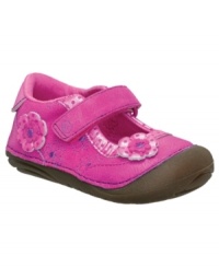 Tiptoe through the tulips. Her first steps will be worry free in these Nancy Mary Jane sneakers from Stride Rite, with technology to cushion feet and reduce stumbles and falls. Tiptoe through the tulips. Her first steps will be worry free in these Nancy Mary Jane sneakers from Stride Rite, with technology to cushion feet and reduce stumbles and falls.