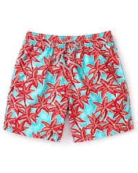Vielbrequin offers a vibrant, colorful, surfer-inspired swim trunk that's uniquely patterned with bright palm trees, ideal for that upcoming vacation to the Caribbean. Vielbrequin offers a vibrant, colorful, surfer-inspired swim trunk that's uniquely patterned with bright palm trees, ideal for that upcoming vacation to the Caribbean.