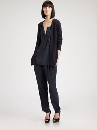 This slouchy style, tailored in a fluid silk blend, is finished with an elastic drawstring waist.Elastic drawstring waistSide slash pocketsFront pleatsInseam, about 3153% silk/47% acetateDry cleanImported of Italian fabricModel shown is 5'9 (175cm) wearing US size 4. This slouchy style, tailored in a fluid silk blend, is finished with an elastic drawstring waist.Elastic drawstring waistSide slash pocketsFront pleatsInseam, about 3153% silk/47% acetateDry cleanImported of Italian fabricModel shown is 5'9 (175cm) wearing US size 4.