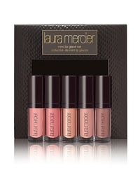 Give lips extra holiday sparkle, gloss and shine with this collection of five color-coordinated Lip Glacés.Laura Mercier's Mini Lip Glacé Collection features five Lip Glacés in Soft Nudes. The Soft Nudes Collection includes shades of pale pink, shimmering peach and dusty mauve for a subtle, more demure look. Wear solo for a soft-shimmer tint, mix together to create your own personal shade or layer with your favorite Lip Color.Includes:• Bare Pink• Sweetheart – Limited Edition• Bijoux – Limited Edition• Bare Baby – Limited Edition• Bare Blush Give lips extra holiday sparkle, gloss and shine with this collection of five color-coordinated Lip Glacés.Laura Mercier's Mini Lip Glacé Collection features five Lip Glacés in Soft Nudes. The Soft Nudes Collection includes shades of pale pink, shimmering peach and dusty mauve for a subtle, more demure look. Wear solo for a soft-shimmer tint, mix together to create your own personal shade or layer with your favorite Lip Color.Includes:• Bare Pink• Sweetheart – Limited Edition• Bijoux – Limited Edition• Bare Baby – Limited Edition• Bare Blush