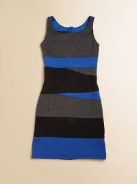 Elegant yet trendy, this slim knit silhouette has asymmetrical details and a pop of color.ScoopneckSleevelessBack zipper70% polyester/22% rayon/8% spandexHand wash coldMade in the USA Elegant yet trendy, this slim knit silhouette has asymmetrical details and a pop of color.ScoopneckSleevelessBack zipper70% polyester/22% rayon/8% spandexHand wash coldMade in the USA