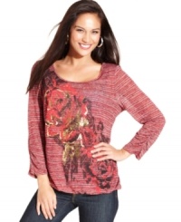 A rose is a rose...unless it decorates the front of Style&co.'s enchanting petite top! Fused sequins and metallic accents give it a healthy dose of glamour! A rose is a rose...unless it decorates the front of Style&co.'s enchanting petite top! Fused sequins and metallic accents give it a healthy dose of glamour!