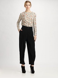 Crisp pleats and four button closures define this high-waisted style.High waistband with button closuresZip flyFront pleatsInseam, about 28PolyesterDry cleanMade in Italy of imported fabricModel shown is 5'11 (180cm) wearing US size 4. Crisp pleats and four button closures define this high-waisted style.High waistband with button closuresZip flyFront pleatsInseam, about 28PolyesterDry cleanMade in Italy of imported fabricModel shown is 5'11 (180cm) wearing US size 4.