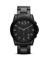 This matte black watch from Armani Exchange is a solid piece of fashion hardware. Crafted of stainless steel, it features chronograph movement for an uptick in stylish practicality.