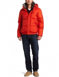 Marc New York by Andrew Marc Men's Union Down Filled Nylon Bomber Jacket with Fur Collar, Orange, Large Marc New York by Andrew Marc Men's Union Down Filled Nylon Bomber Jacket with Fur Collar, Orange, Large
