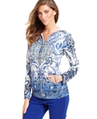 Style&co. makes casual wear pop with a fun print and studded accents. Pair it with your favorite comfy pants for a chic, relaxed look! Style&co. makes casual wear pop with a fun print and studded accents. Pair it with your favorite comfy pants for a chic, relaxed look!