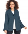 Layer your favorite fall looks with JM Collection's plus size cardigan, featuring a swing style.