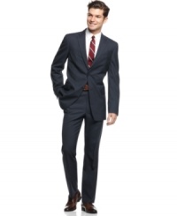 Hit all the right notes in your dress wardrobe with this Tommy Hilfiger slim-fit glen plaid suit. Hit all the right notes in your dress wardrobe with this Tommy Hilfiger slim-fit glen plaid suit.