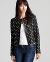 Allover studs embolden this DIANE von FURSTENBERG leather jacket for a chic balance between polish and edge.