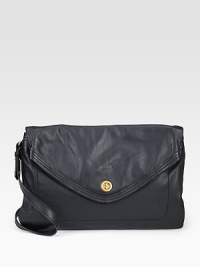 Versatile fold-over style, crafted in buttery smooth leather and finished with a signature turnlock clasp. Detachable shoulder strap, 19½ drop Turnlock and magnetic snap closure One outside open pocket under flap Inside zip and open pockets Print cotton lining 15W X 10H X ¼D Imported Versatile fold-over style, crafted in buttery smooth leather and finished with a signature turnlock clasp. Detachable shoulder strap, 19½ drop Turnlock and magnetic snap closure One outside open pocket under flap Inside zip and open pockets Print cotton lining 15W X 10H X ¼D Imported