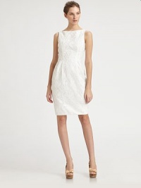 The perfect day-to-night sheath, rendered in textural lacy jacquard.BoatneckSleevelessFront pleatsConcealed back zipFully linedAbout 23 from natural waistPolyesterDry cleanImportedModel shown is 5'10½ (179cm) wearing US size 4. The perfect day-to-night sheath, rendered in textural lacy jacquard.BoatneckSleevelessFront pleatsConcealed back zipFully linedAbout 23 from natural waistPolyesterDry cleanImportedModel shown is 5'10½ (179cm) wearing US size 4.