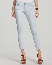 An exotic snake print reads feminine when rendered in a pastel hue. These AG Adriano Goldschmied skinny jeans are a bold way to work the denim color trend. An exotic snake print reads feminine when rendered in a pastel hue. These AG Adriano Goldschmied skinny jeans are a bold way to work the denim color trend.