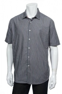American Rag Stadium Grey (Gray with white and red) Vertical Stripes SS Button Down Shirt American Rag Stadium Grey (Gray with white and red) Vertical Stripes SS Button Down Shirt