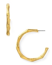 Made a luxe nod to nature with Kenneth Jay Lane's gold-plated hoops. Inspired by bamboo, these earrings add statement sparkle whether worn casually or dressed to the nines. Made a luxe nod to nature with Kenneth Jay Lane's gold-plated hoops. Inspired by bamboo, these earrings add statement sparkle whether worn casually or dressed to the nines.