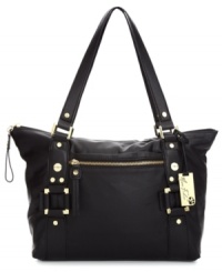 Class with sass, this practical everyday design from March Fisher is dolled up with golden stud and buckle accents that provide unexpected allure. With an ultra-roomy interior and plenty of secure compartments, it can stylishly carry off whatever your day demands. Class with sass, this practical everyday design from March Fisher is dolled up with golden stud and buckle accents that provide unexpected allure. With an ultra-roomy interior and plenty of secure compartments, it can stylishly carry off whatever your day demands.