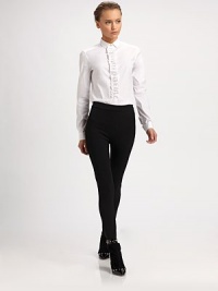 Ultra-feminine rows of signature bows decorate the placket and cuffs of this crisply tailored piece.Point collarButton frontBow appliquésLong sleeves with button cuffsAbout 25 from shoulder to hem78% cotton/18% nylon/4% elastaneDry cleanMade in Italy of imported fabricModel shown is 5'9 (175cm) wearing US size 4. Ultra-feminine rows of signature bows decorate the placket and cuffs of this crisply tailored piece.Point collarButton frontBow appliquésLong sleeves with button cuffsAbout 25 from shoulder to hem78% cotton/18% nylon/4% elastaneDry cleanMade in Italy of imported fabricModel shown is 5'9 (175cm) wearing US size 4.