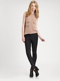 Butter-soft leather adds luxurious appeal to these skinny pants featuring fashion-forward ankle zippers. Hook-and-eye closureZip flyLeather trim and insetsAnkle zippersBack welt pocketsInseam, about 3048% polyester/48% viscose/4% elastaneDry clean by leather specialistImported Model shown is 5'10 (177cm) wearing US size 4. Butter-soft leather adds luxurious appeal to these skinny pants featuring fashion-forward ankle zippers. Hook-and-eye closureZip flyLeather trim and insetsAnkle zippersBack welt pocketsInseam, about 3048% polyester/48% viscose/4% elastaneDry clean by leather specialistImported Model shown is 5'10 (177cm) wearing US size 4.