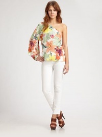 Lush floral-print silk in a draped blouse styled with a single poet sleeve.Angled necklineLong sleeveAbout 25 from shoulder to hemSilkDry cleanImportedModel shown is 5'8½ (174cm) wearing US size Small. Lush floral-print silk in a draped blouse styled with a single poet sleeve.Angled necklineLong sleeveAbout 25 from shoulder to hemSilkDry cleanImportedModel shown is 5'8½ (174cm) wearing US size Small.