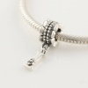 925 Sterling Silver Ring Shape Dangle with Letter I with Flowers for Pandora, Biagi, Chamilia, Troll and More Bracelets