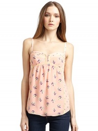 THE LOOKAllover floral print with piping trimStructured bustier-style bustConcealed hook-and-eye closure at bustAdjustable spaghetti strapsSmocked back with gentle ruchingTHE FITAbout 23 from shoulder to hemTHE MATERIALSilkFully linedCARE & ORIGINDry cleanImportedModel shown is 5'10½ (179cm) wearing US size 4. THE LOOKAllover floral print with piping trimStructured bustier-style bustConcealed hook-and-eye closure at bustAdjustable spaghetti strapsSmocked back with gentle ruchingTHE FITAbout 23 from shoulder to hemTHE MATERIALSilkFully linedCARE & ORIGINDry cleanImportedModel shown is 5'10½ (179cm) wearing US size 4.