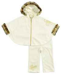 Guess Infant Girls Cream Pancho Hoodie 2Pc Velour Pant Set (18M) Guess Infant Girls Cream Pancho Hoodie 2Pc Velour Pant Set (18M)