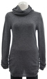 Aqua Heather Grey Cashmere Long Sleeve Ruched Turtleneck Sweater X-Small Aqua Heather Grey Cashmere Long Sleeve Ruched Turtleneck Sweater X-Small