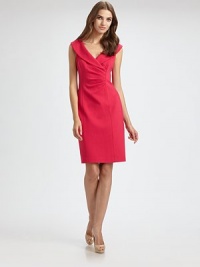 Structural and chic, This impeccably tailored shift is enhanced with artful, asymmetrical pleats.Surplice shawl collar necklineSleevelessAsymmetric pleatingBack ventConcealed back zipFully linedAbout 26 from natural waist73% rayon/23% nylon/4% spandexDry cleanImportedModel shown is 5'10 (177cm) wearing US size 4. Structural and chic, This impeccably tailored shift is enhanced with artful, asymmetrical pleats.Surplice shawl collar necklineSleevelessAsymmetric pleatingBack ventConcealed back zipFully linedAbout 26 from natural waist73% rayon/23% nylon/4% spandexDry cleanImportedModel shown is 5'10 (177cm) wearing US size 4.