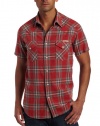 Lucky Brand Men's Short Sleeve Colored Plaid Shirt