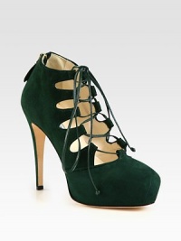 Beautifully cut suede silhouette with thin leather laces and a sky-high heel. Self-covered heel, 5 (125mm)Hidden platform, 1¼ (30mm)Compares to a 3¾ heel (95mm)Suede upper with leather lacesLeather lining and solePadded insoleMade in ItalyOUR FIT MODEL RECOMMENDS ordering one half size up as this style runs small. Beautifully cut suede silhouette with thin leather laces and a sky-high heel. Self-covered heel, 5 (125mm)Hidden platform, 1¼ (30mm)Compares to a 3¾ heel (95mm)Suede upper with leather lacesLeather lining and solePadded insoleMade in ItalyOUR FIT MODEL RECOMMENDS ordering one half size up as this style runs small.