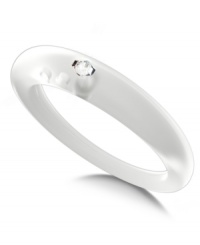 Stackable style with a hint of sparkle! DUEPUNTI's unique ring is crafted from sky clear-colored silicone with a round-cut diamond accent. Set in silver. Ring Size Small (4-6), Medium (6-1/2-8) and Large (8-1/2-10) Stackable style with a hint of sparkle! DUEPUNTI's unique ring is crafted from sky clear-colored silicone with a round-cut diamond accent. Set in silver. Ring Size Small (4-6), Medium (6-1/2-8) and Large (8-1/2-10)