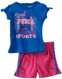 Puma - Kids Baby-girls Infant Tee And Dazzle Short, Blue, 24 Months