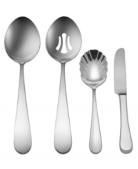 A delectable addition to formal and everyday dining, the Pomfret 4-piece hostess set shines for its simple, versatile design. Teardrop-shaped handles look and feel smooth in lustrous 18/10 stainless steel. A delectable addition to formal and everyday dining, the Pomfret 4-piece hostess set shines for its simple, versatile design. Teardrop-shaped handles look and feel smooth in lustrous 18/10 stainless steel.