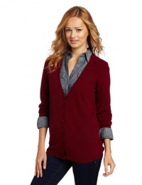 Fred Perry Women's Relaxed Fit V-neck Cardigan, Tawny Port, 4US/8UK Fred Perry Women's Relaxed Fit V-neck Cardigan, Tawny Port, 4US/8UK