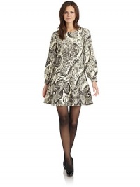 THE LOOKAllover abstract floral patternBust dartsSeamed, dropped waistLong sleeves with banded snap-cuffsFlared hemBack zipperTHE FITAbout 34 from shoulder to hemTHE MATERIALWoolFully linedCARE & ORIGINDry cleanMade in ItalyModel shown is 5'10 (177cm) wearing US size 4. THE LOOKAllover abstract floral patternBust dartsSeamed, dropped waistLong sleeves with banded snap-cuffsFlared hemBack zipperTHE FITAbout 34 from shoulder to hemTHE MATERIALWoolFully linedCARE & ORIGINDry cleanMade in ItalyModel shown is 5'10 (177cm) wearing US size 4.