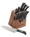 Aerial view. Labeled handles give you the best view of the block and let you know identify knives in a split second. Precision cut from high-carbon German steel, each long-lasting, durable blade features a full bolster that promotes a balanced, safe & comfortable grip for every task on the list.