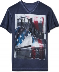 Set your sights on this cool graphic tee from Mark Ecko Cut & Sew. Set your sights on this cool graphic tee from Mark Ecko Cut & Sew.