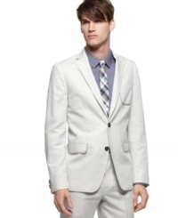 Button up your style for the night with this sleek two-button blazer from American Rag. Button up your style for the night with this sleek two-button blazer from American Rag.