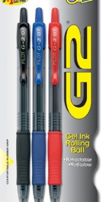Pilot G2 Gel Ink Roller Ball Pens, 3-Pack, Red, Blue, Black Ink (31023) Pilot G2 Gel Ink Roller Ball Pens, 3-Pack, Red, Blue, Black Ink (31023)
