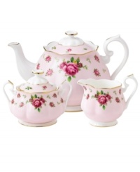Revive a classic dinnerware pattern with the Vintage tea set. Tiny buds and lush blossoms plucked from Royal Doulton's Old Country Roses collection flower on pink bone china with ruffled gold edges. Revive a classic dinnerware pattern with the Vintage tea set. Tiny buds and lush blossoms plucked from Royal Doulton's Old Country Roses collection flower on pink bone china with ruffled gold edges.