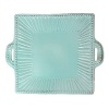 Vietri Incanto Aqua Stripe Square Handled Platter