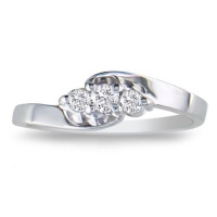1/10ct Three-Stone Diamond Promise Ring in Sterling Silver (sizes 4 - 9) 1/10ct Three-Stone Diamond Promise Ring in Sterling Silver (sizes 4 - 9)