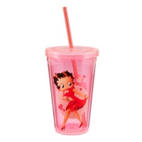 Vandor Betty Boop 18-Ounce Acrylic Travel Cup with Lid and Straw, Pink Vandor Betty Boop 18-Ounce Acrylic Travel Cup with Lid and Straw, Pink