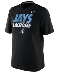 Catch this training shirt by Nike featuring the Johns Hopkins Blue Jays and score the winning goal! Catch this training shirt by Nike featuring the Johns Hopkins Blue Jays and score the winning goal!
