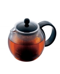 Make it tea for two, this handsome tea press composed of clear, borosilicate glass which not allows you to view the tea steeping but provides incomparable heat resistance. To ensure a great tasting cup, simply press down to stop the brewing process any time. The ABS plastic handle is fixed to the heat resistant glass with to provide a secure and easy grip when pouring your hot aromatic tea. The plastic strainer can be cleaned in the dishwasher together with the teapot, making it the ultimate pot for loose leaf tea. 1-year warranty. Make it tea for two, this handsome tea press composed of clear, borosilicate glass which not allows you to view the tea steeping but provides incomparable heat resistance. To ensure a great tasting cup, simply press down to stop the brewing process any time. The ABS plastic handle is fixed to the heat resistant glass with to provide a secure and easy grip when pouring your hot aromatic tea. The plastic strainer can be cleaned in the dishwasher together with the teapot, making it the ultimate pot for loose leaf tea. 1-year warranty.