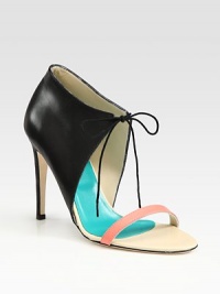 Fronted by dainty laces, this leather silhouette has a skinny heel and contrasting strap. Stacked heel, 4 (100mm)Leather upperLeather lining and solePadded insoleMade in ItalyOUR FIT MODEL RECOMMENDS ordering one half size up as this style runs small. Fronted by dainty laces, this leather silhouette has a skinny heel and contrasting strap. Stacked heel, 4 (100mm)Leather upperLeather lining and solePadded insoleMade in ItalyOUR FIT MODEL RECOMMENDS ordering one half size up as this style runs small.