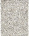 Safavieh Leather Shag Collection Metro Handmade Leather Square Area Rug, Grey and White