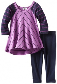 Splendid Littles Baby-girls Infant Lacrosse Stripe Tunic Set, Purple/Navy, 12-18 Months